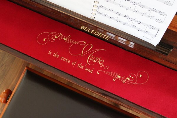 Klavierläufer mit Motiv „Music is the voice of the soul“ – Bestickter Tastenläufer